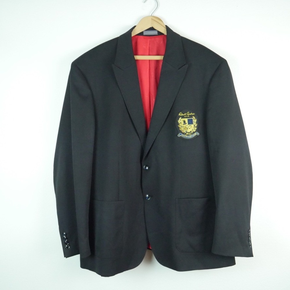 Robert Graham Collectors Club Black Blazer Crest Patch Jacket 55x30 Est. 50R ?